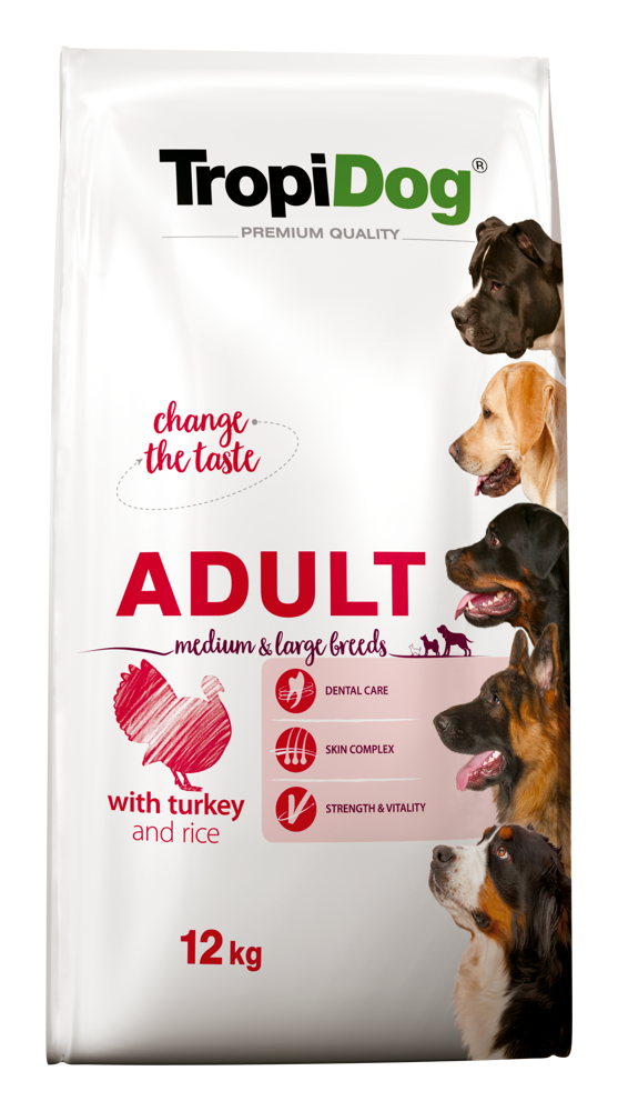 Tropidog Premium Adult Medium & Large Breed Indyk Z Ryżem 12kg