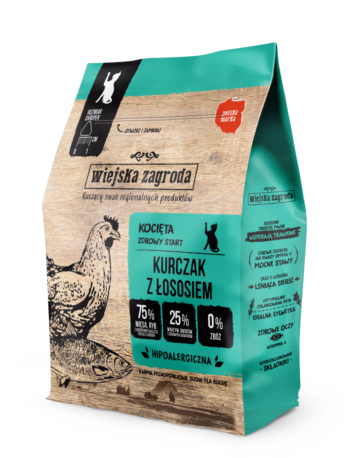 Wiejska Zagroda Kurczak z łososiem dla kociąt 400g