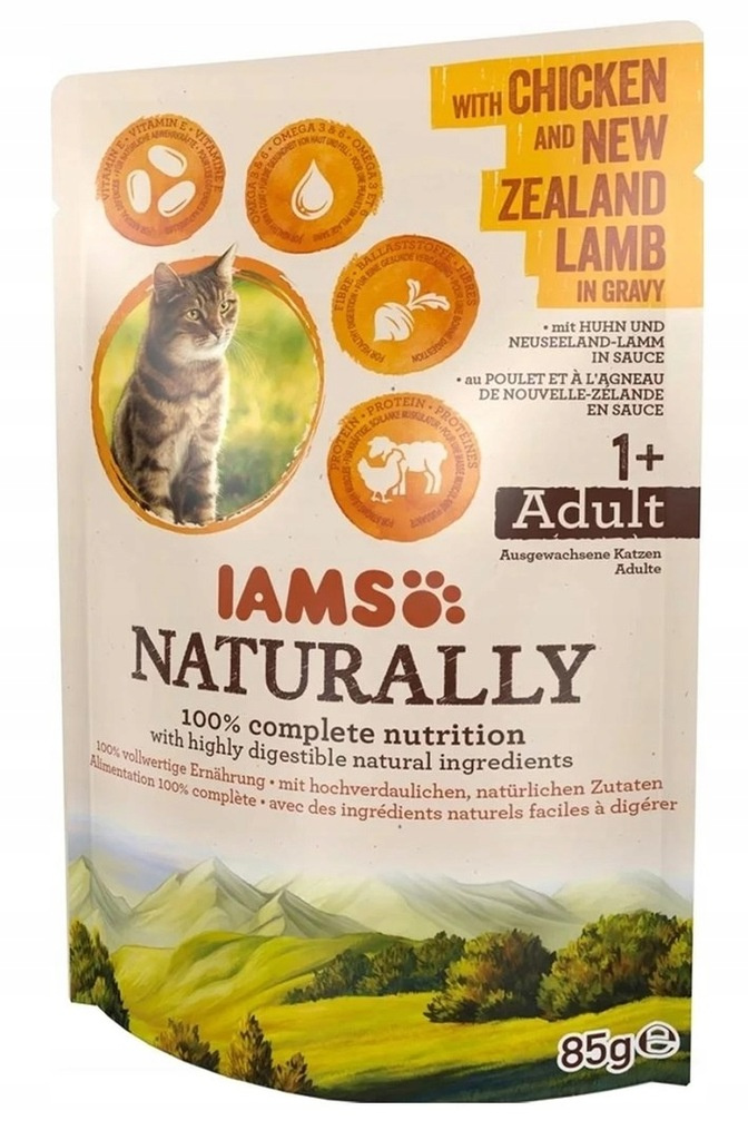 IAMS Naturally Z Kurczakiem I Jagnięciną Nowozelandzką W Sosie 85g