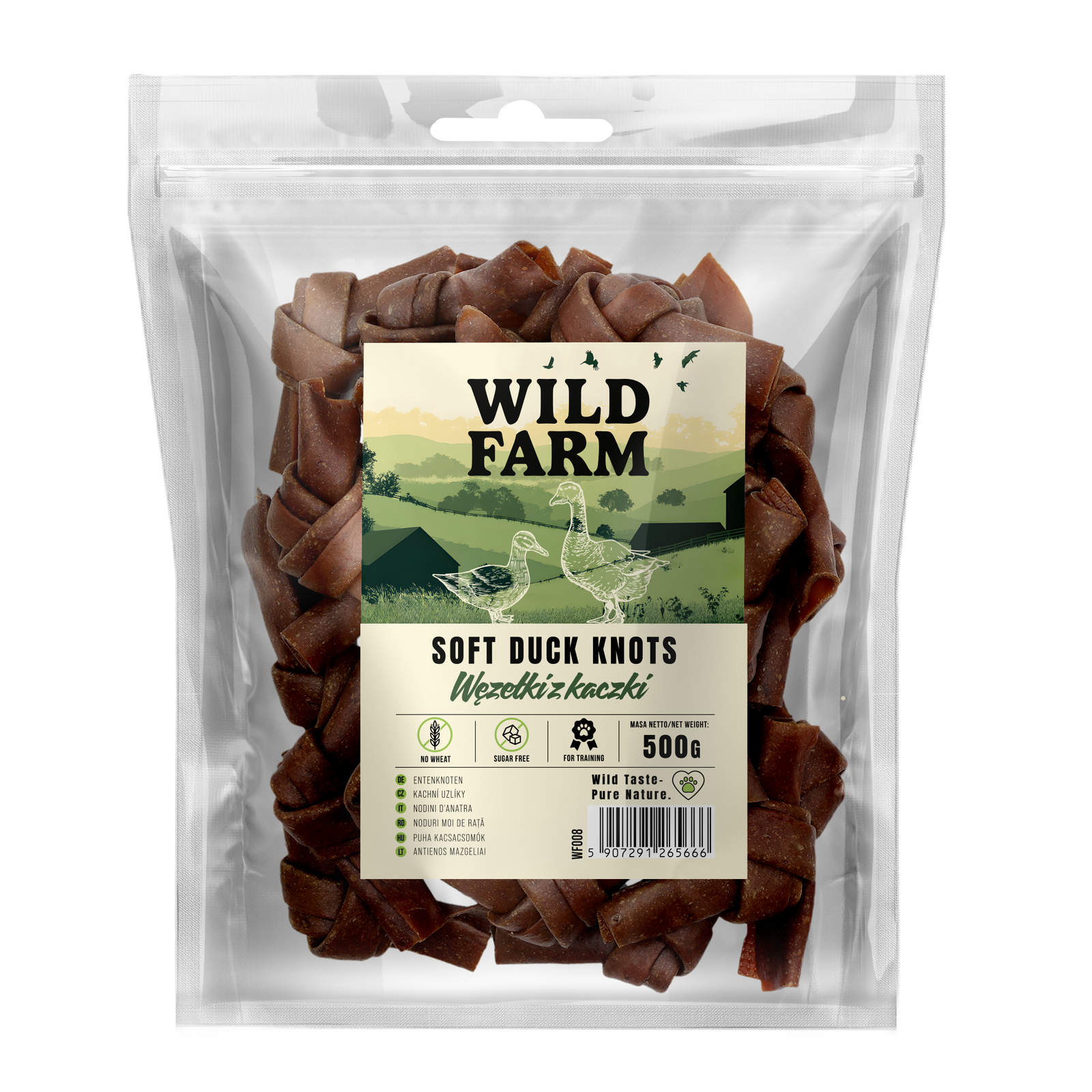 WILD FARM Węzełki Z Kaczki Przysmak Dla Psa 500G