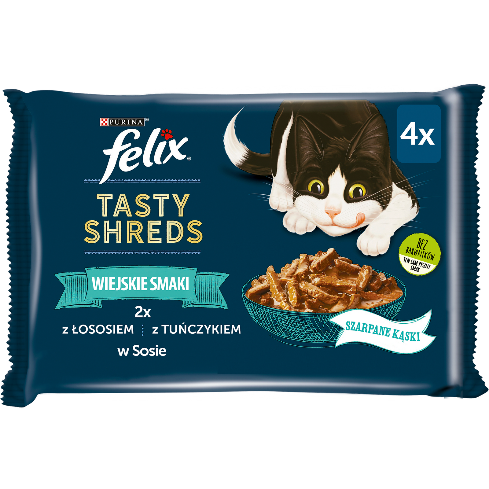 Felix Tasty Shreds Karma Dla Kota Z Łososiem I Tuńczykiem W Sosie 4x80g