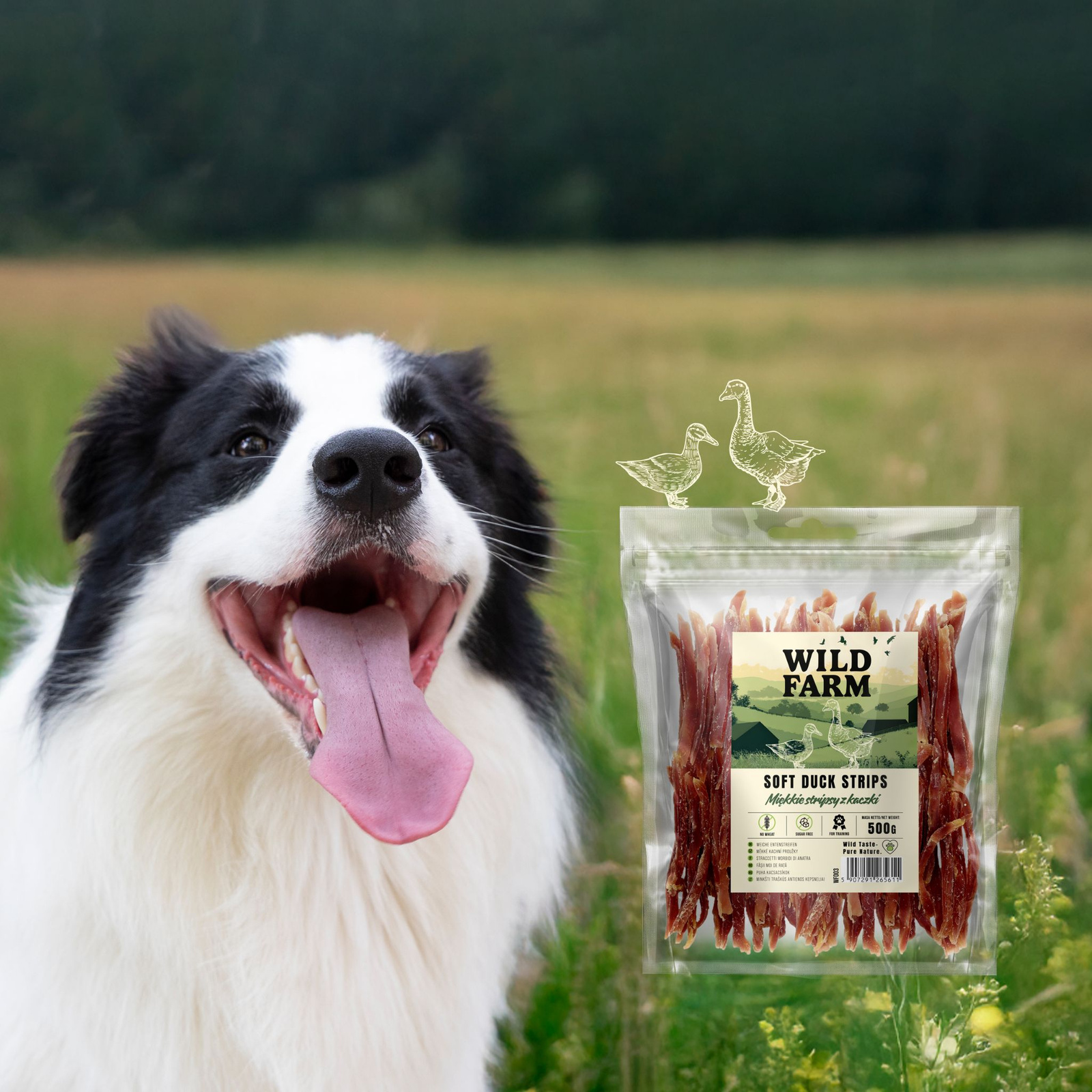 WILD FARM Miękkie Stripsy Z Kaczki Przysmak Dla Psa 500G