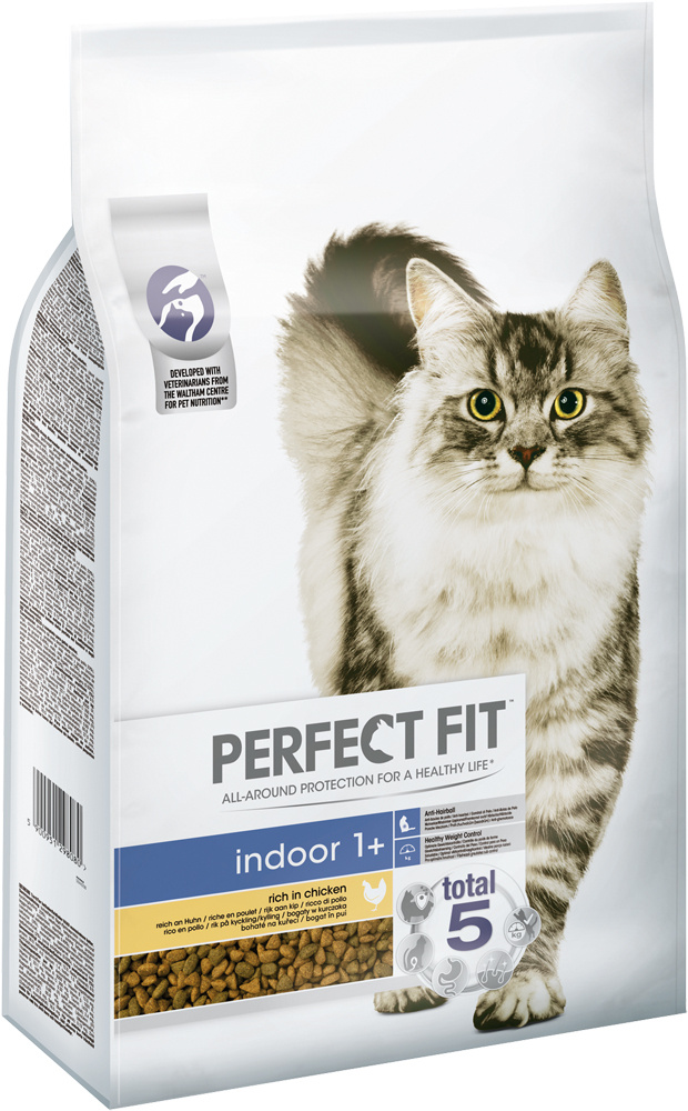 Perfect Fit™ - sucha karma pełnoporcjowa dla dorosłych kotów niewychodzących, bogata w kurczaka 7kg