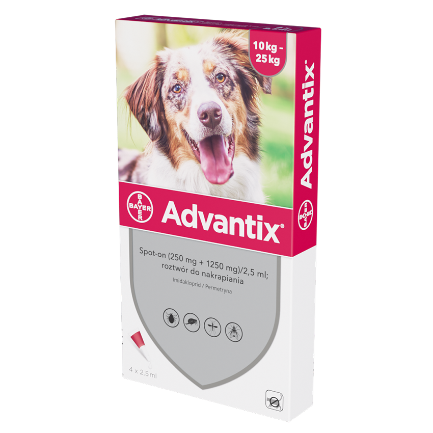 Bayer Advantix Krople Na Kleszcze I Pchły 4x2,5ml