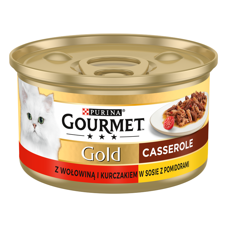 Purina Gourmet Gold z wołowiną i kurczakiem w sosie z pomidorami 85g