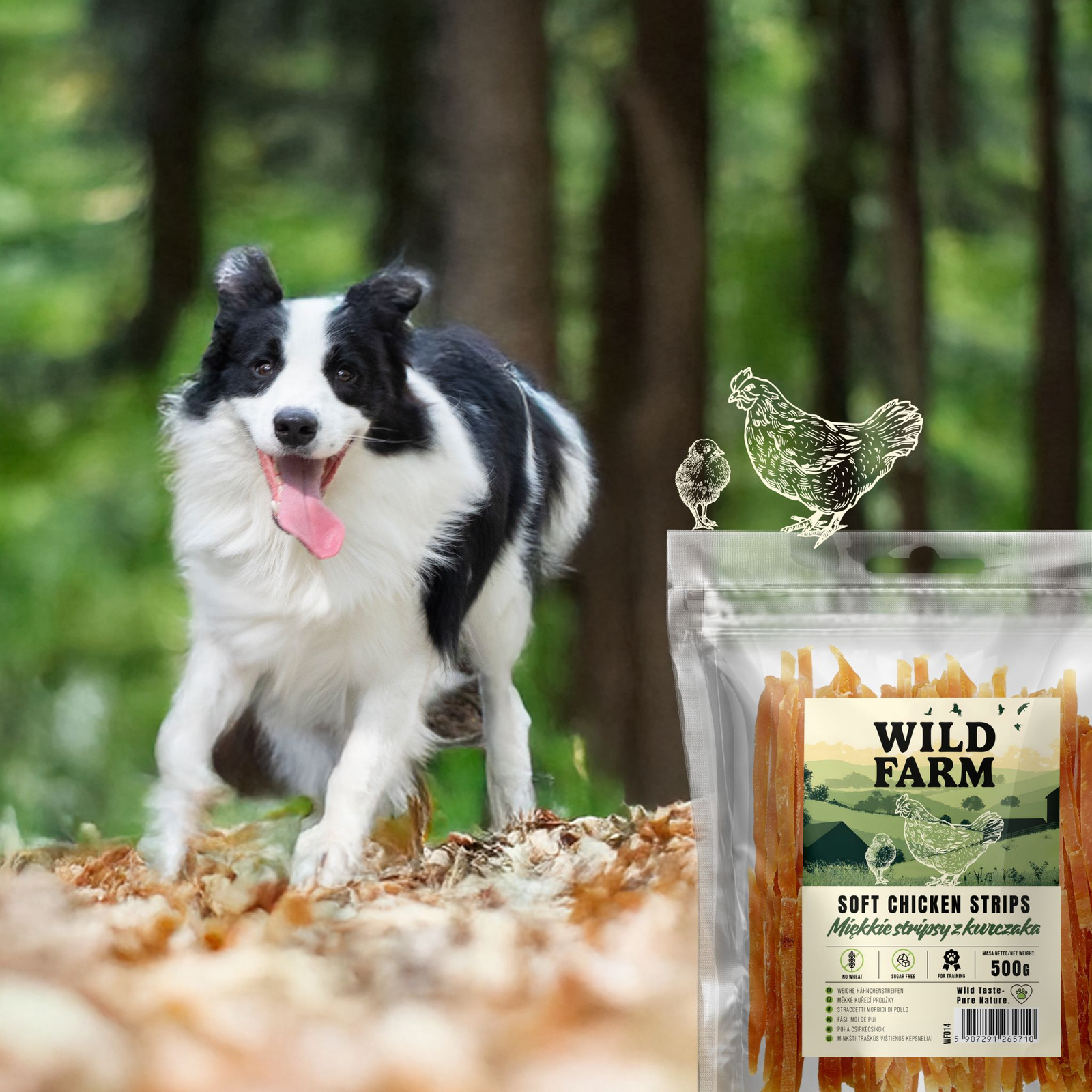 WILD FARM Miękkie Stripsy Z Kurczaka Przysmak Dla Psa 500G