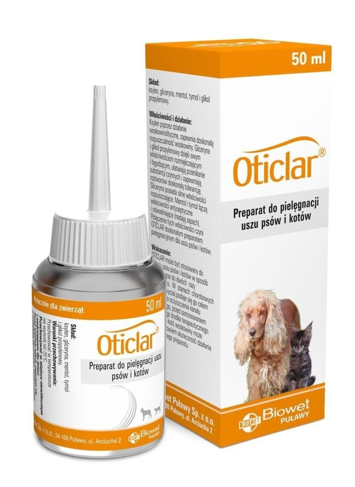 Biowet Oticlar Preparat Do Czyszczenia Uszu Psów I Kotów 50ml