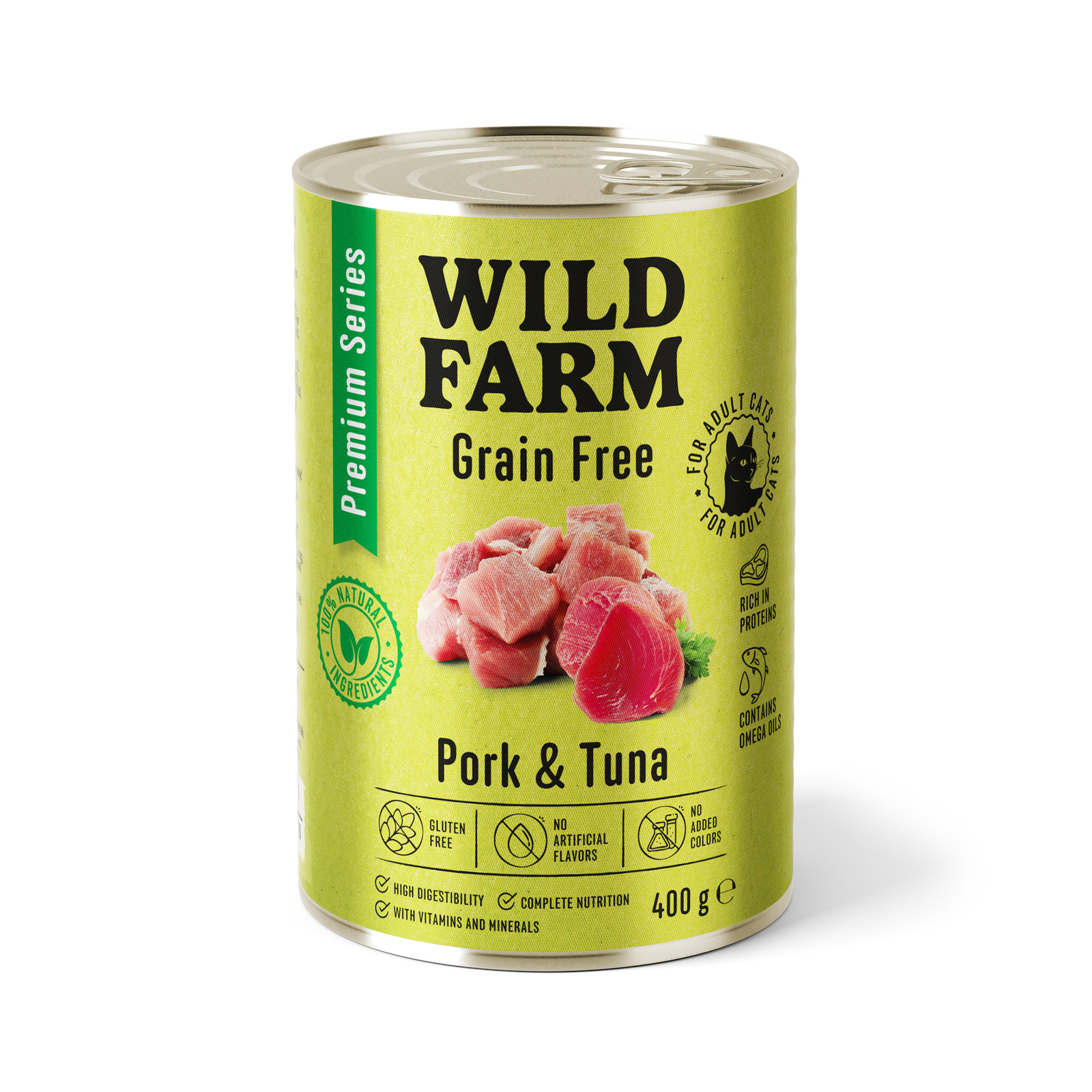 WILD FARM Premium Grain Free Pork and Tuna 400g  - bezzbożowa karma dla kota