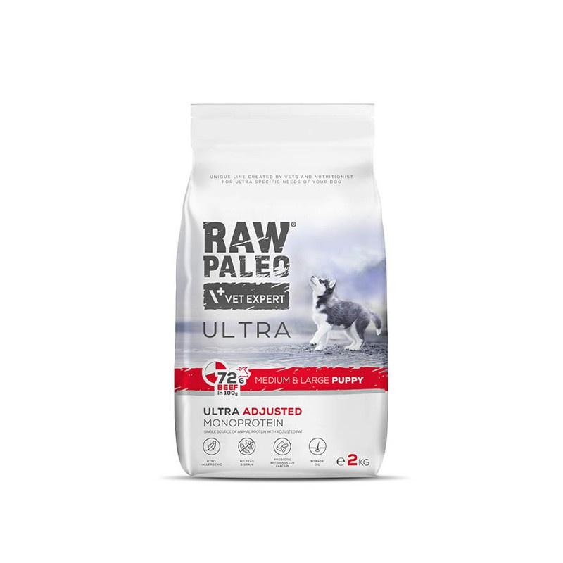 Vetexpert Raw Paleo Ultra Karma Dla Szczeniąt Medium/Large Wołowina 2kg