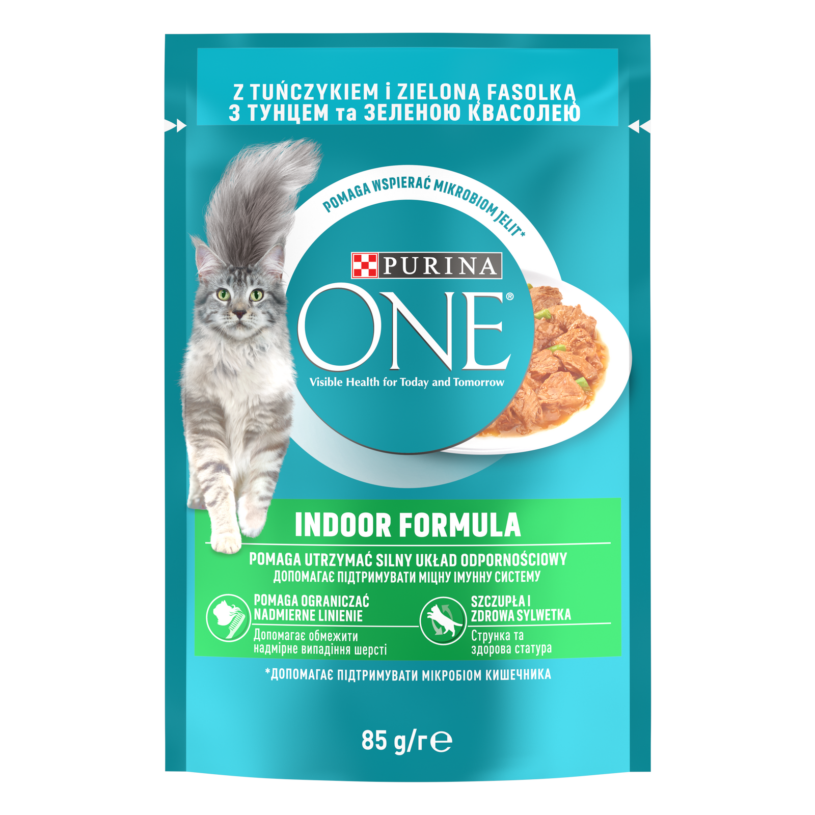 Purina One Indoor Formula Karma Dla Kota Z Tuńczykiem I Zieloną Fasolką 85g
