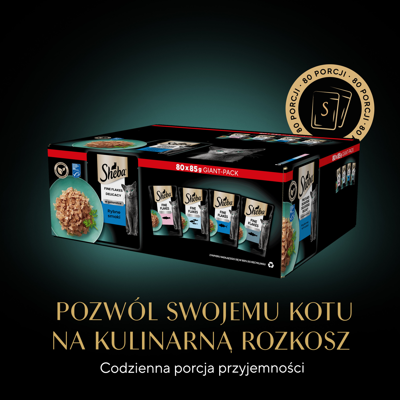 Sheba Delicacy Rybne Smaki W Galaretce, Z Łososiem, Z Białą Rybą, Z Tuńczykiem, Z Dorszem 80x85g