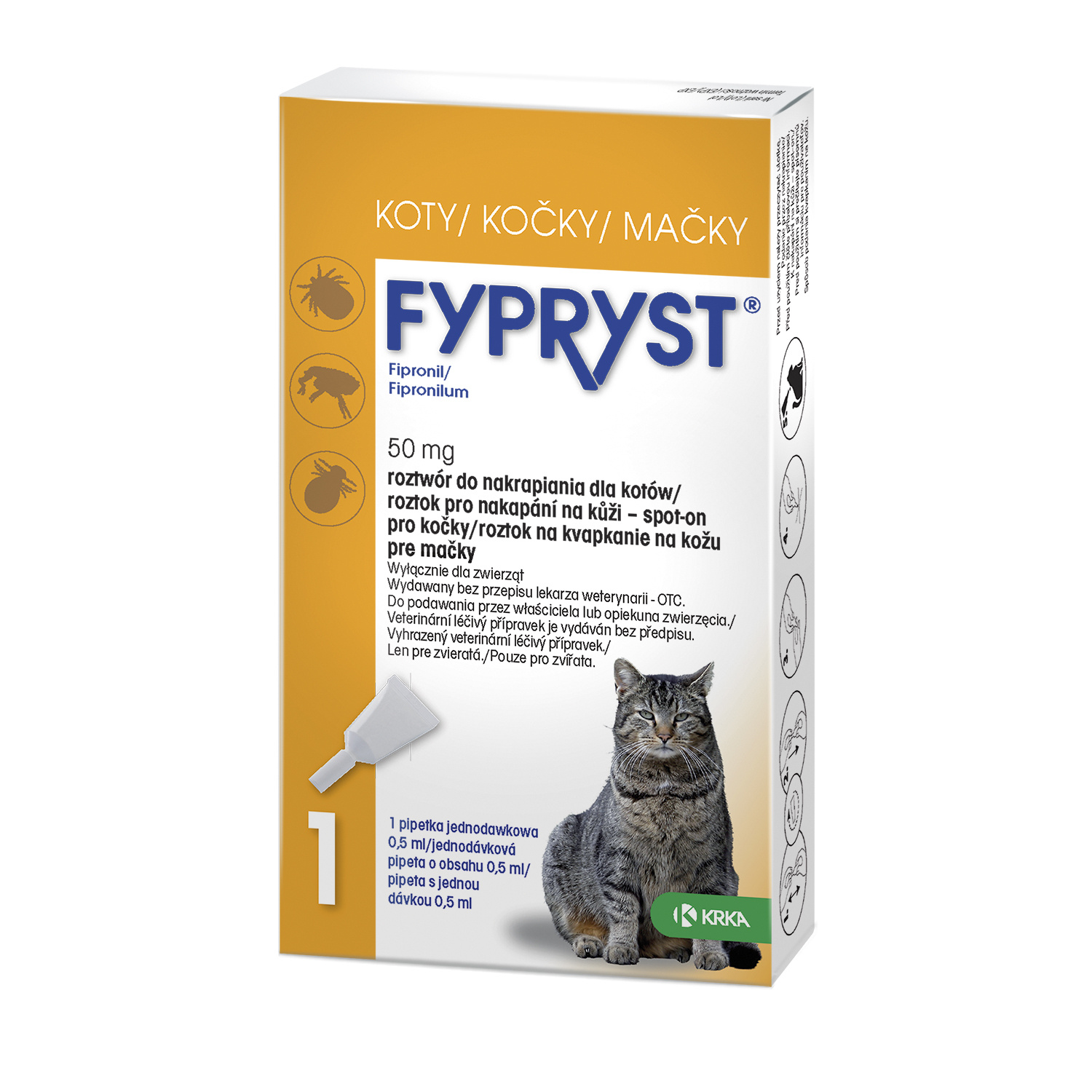 Krka Fypryst Spot On Dla Kota 50mg/0,5ml 1 Pipeta