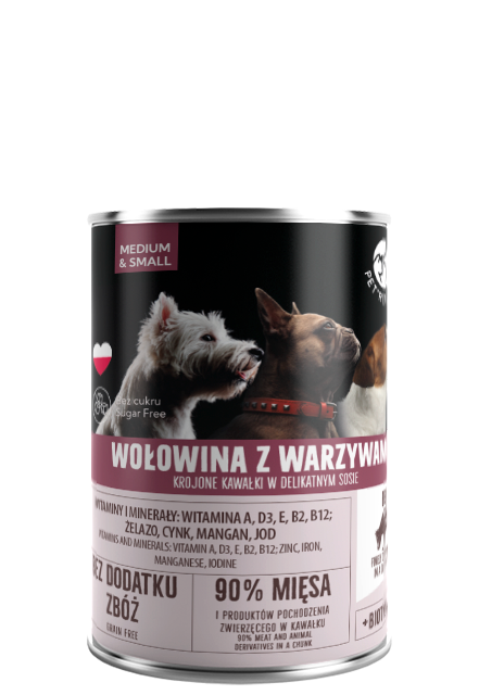 PetRepublic Wołowina Z Warzywami Krojone Kawałki W Delikatnym Sosie 400g