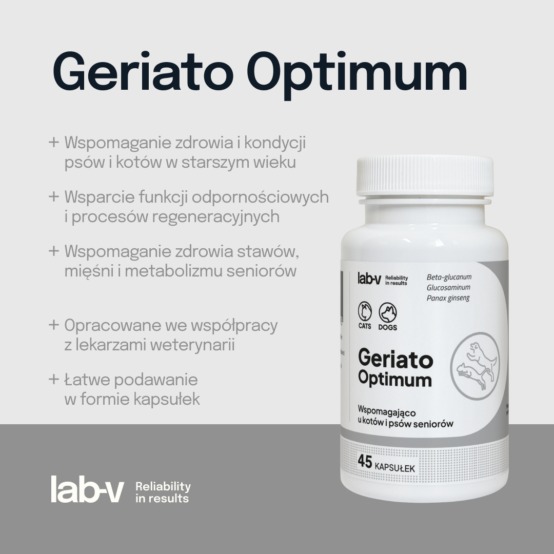 Lab-v Geriato Optimum Wspomaganie Zdrowia Seniorów Dla Psów I Kotów 45 Kapsułek