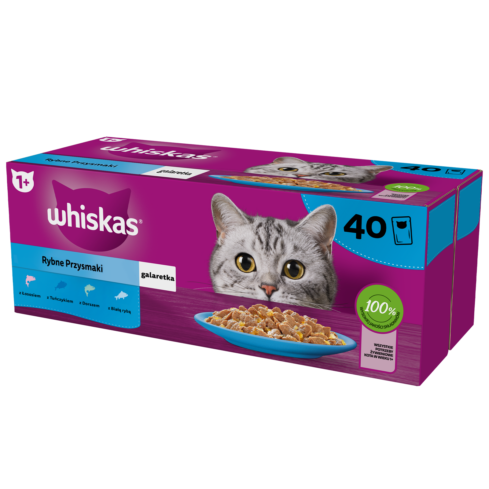 Whiskas Adult Saszetki 40 x 85g Rybne Przysmaki - Mokra Karma Dla Kota