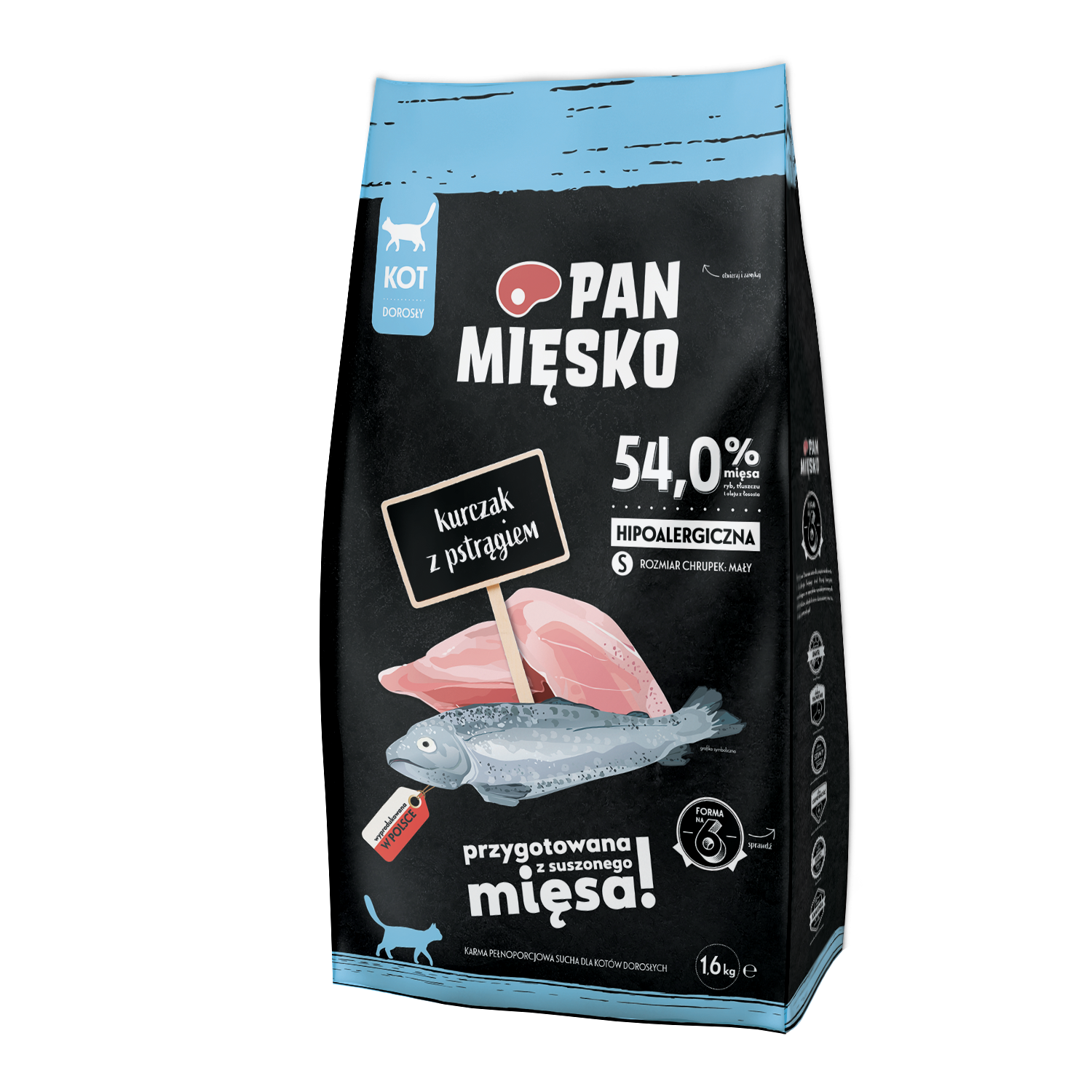 PAN MIĘSKO Kurczak Z Pstrągiem S Dla Kota 1,6kg