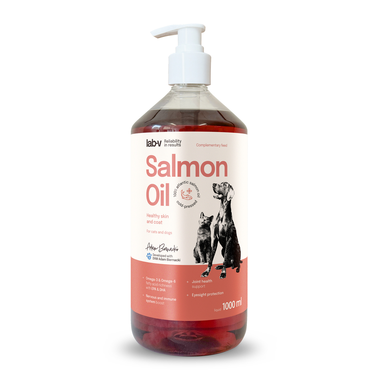 Lab-v Olej Z Łososia 100% Dla Psa i Kota 1000ml