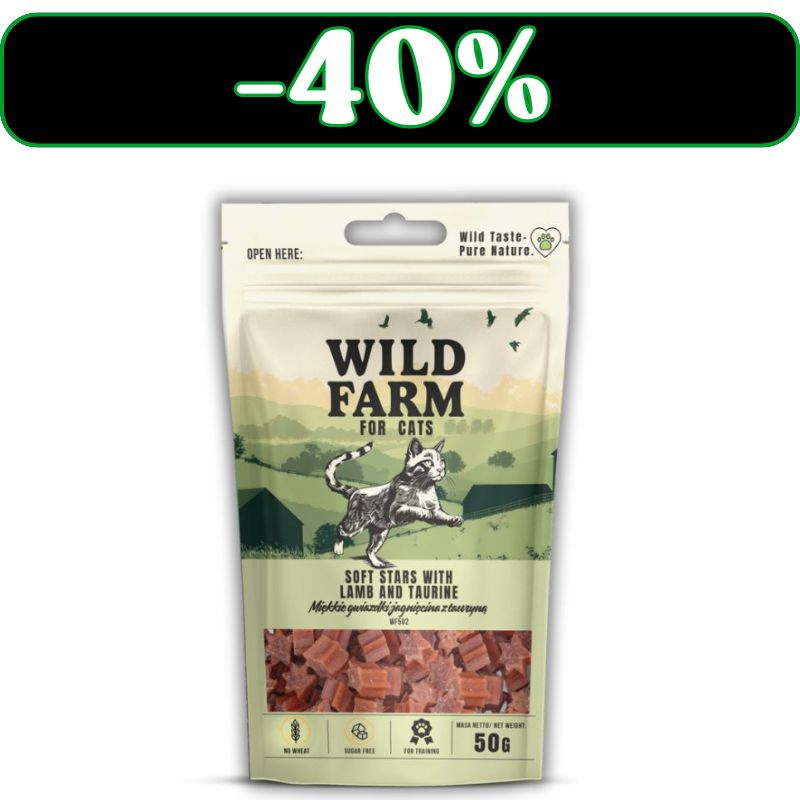 WILD FARM gwiazdki jagnięcina z tauryną 50g przysmak dla kota
