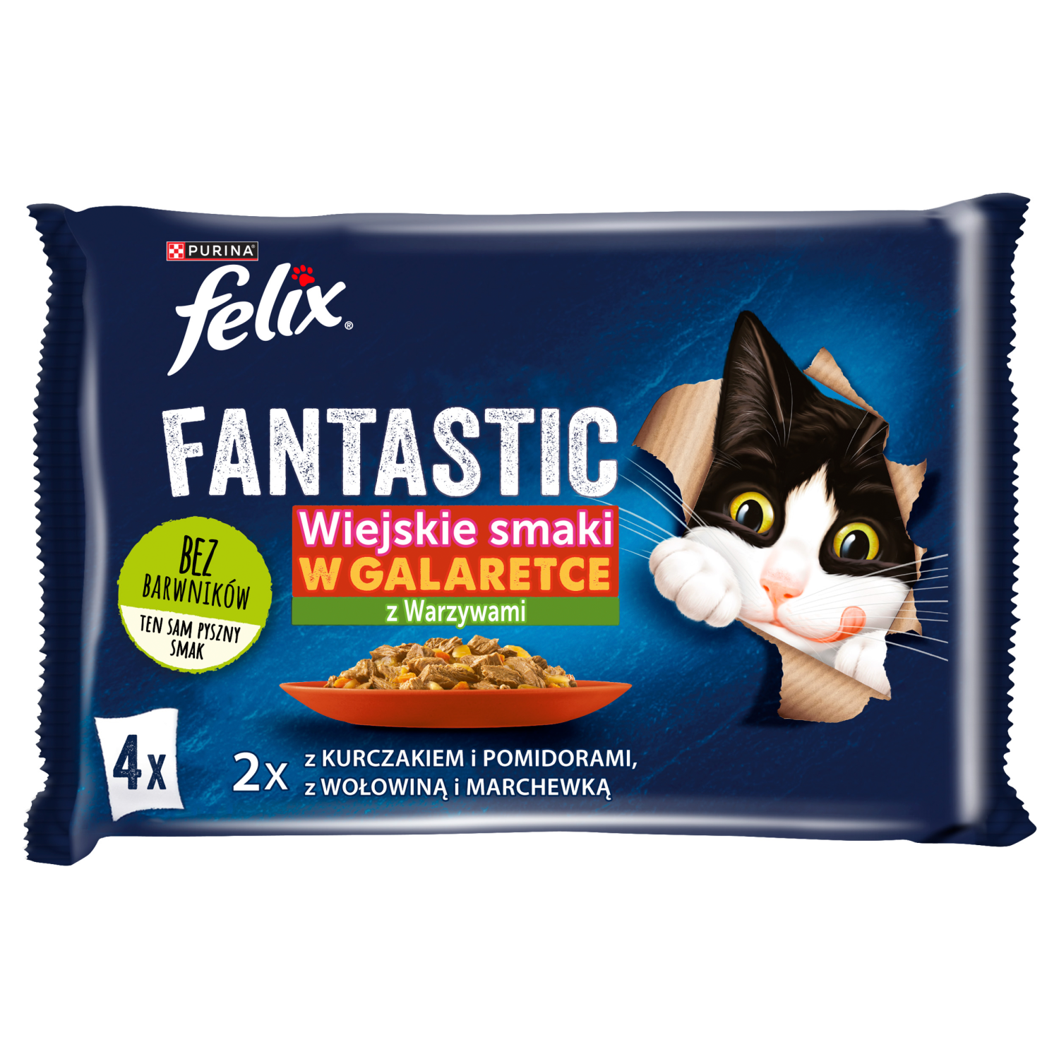 Felix Fantastic W Galaretce Z Kurczakiem I Wołowiną 4x85g