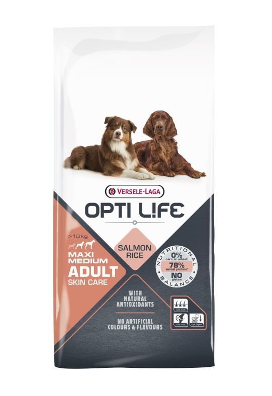 Versele-Laga Opti Life Adult Skin Care Medium&Maxi Z Łososiem 12,5kg