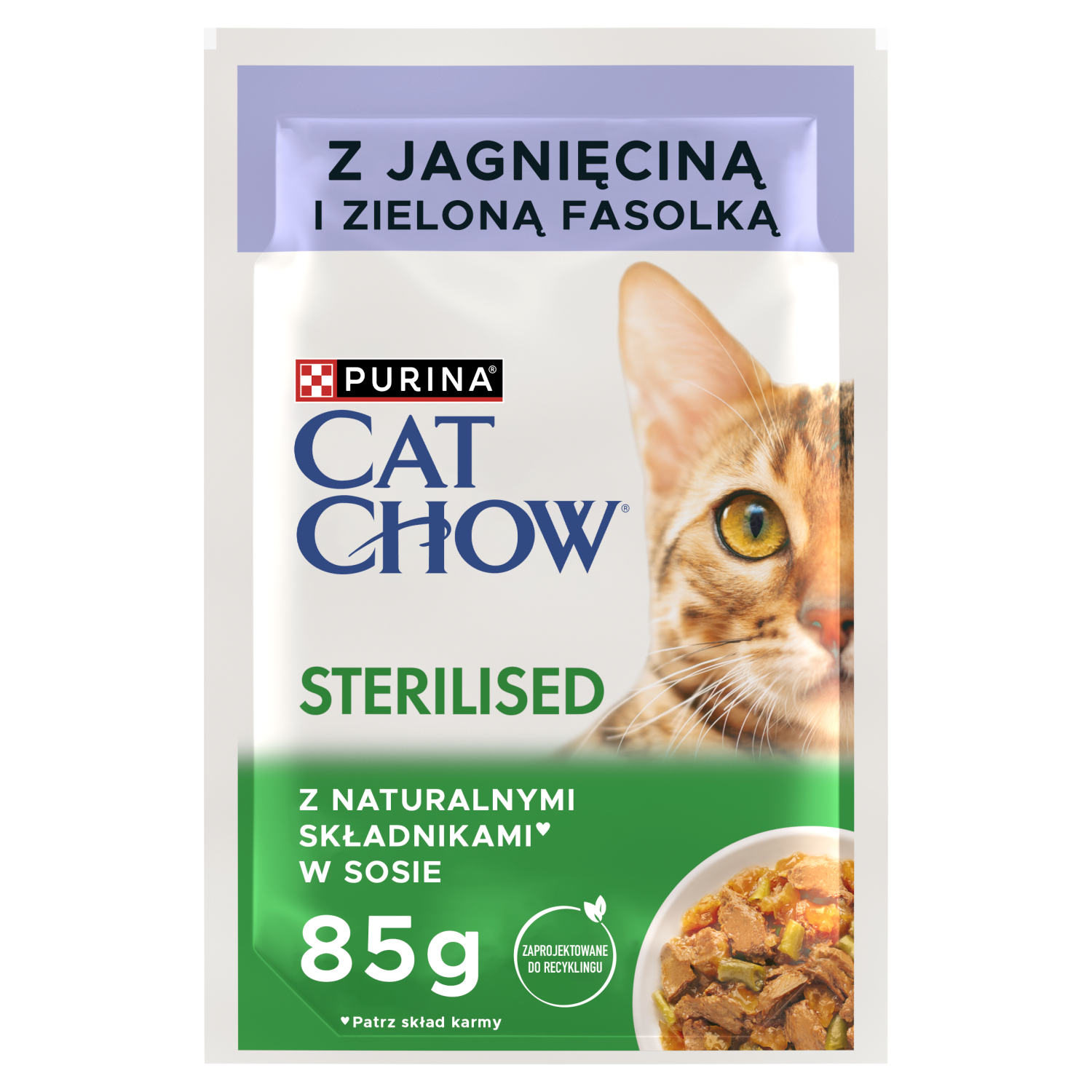 Purina Cat Chow Sterilised Karma Z Jagnięciną I Zieloną Fasolką W Sosie 85g