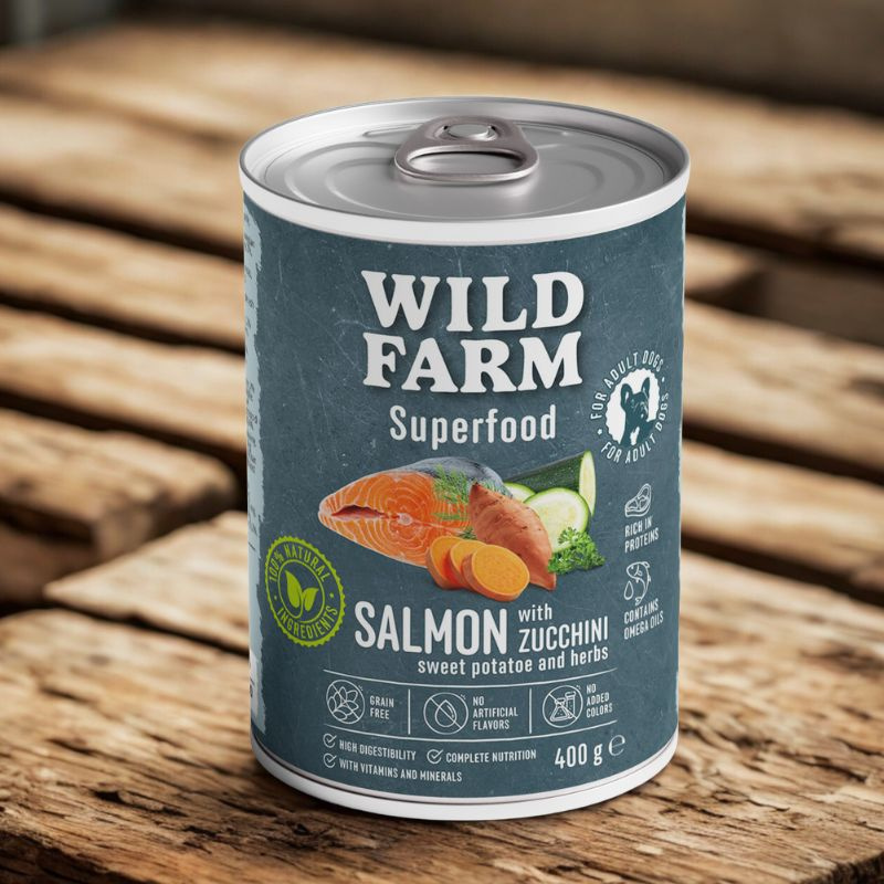 WILD FARM Superfood Karma Mokra Łosoś Z Warzywami 400g