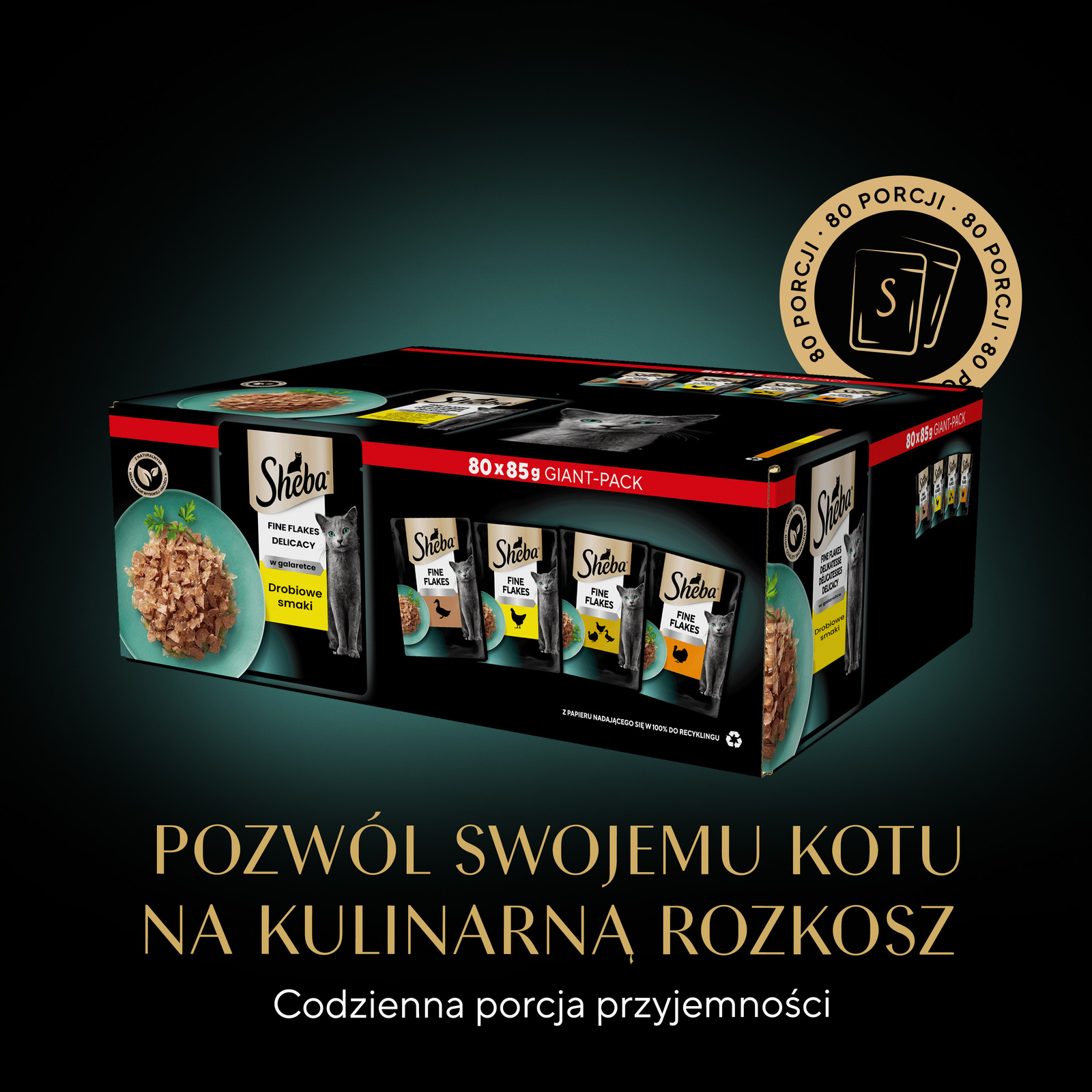 Sheba Delicacy Drobiowe Smaki W Galaretce, Z Kaczką, Z Kurczakiem, Z Drobiem, Z Indykiem 80x85g