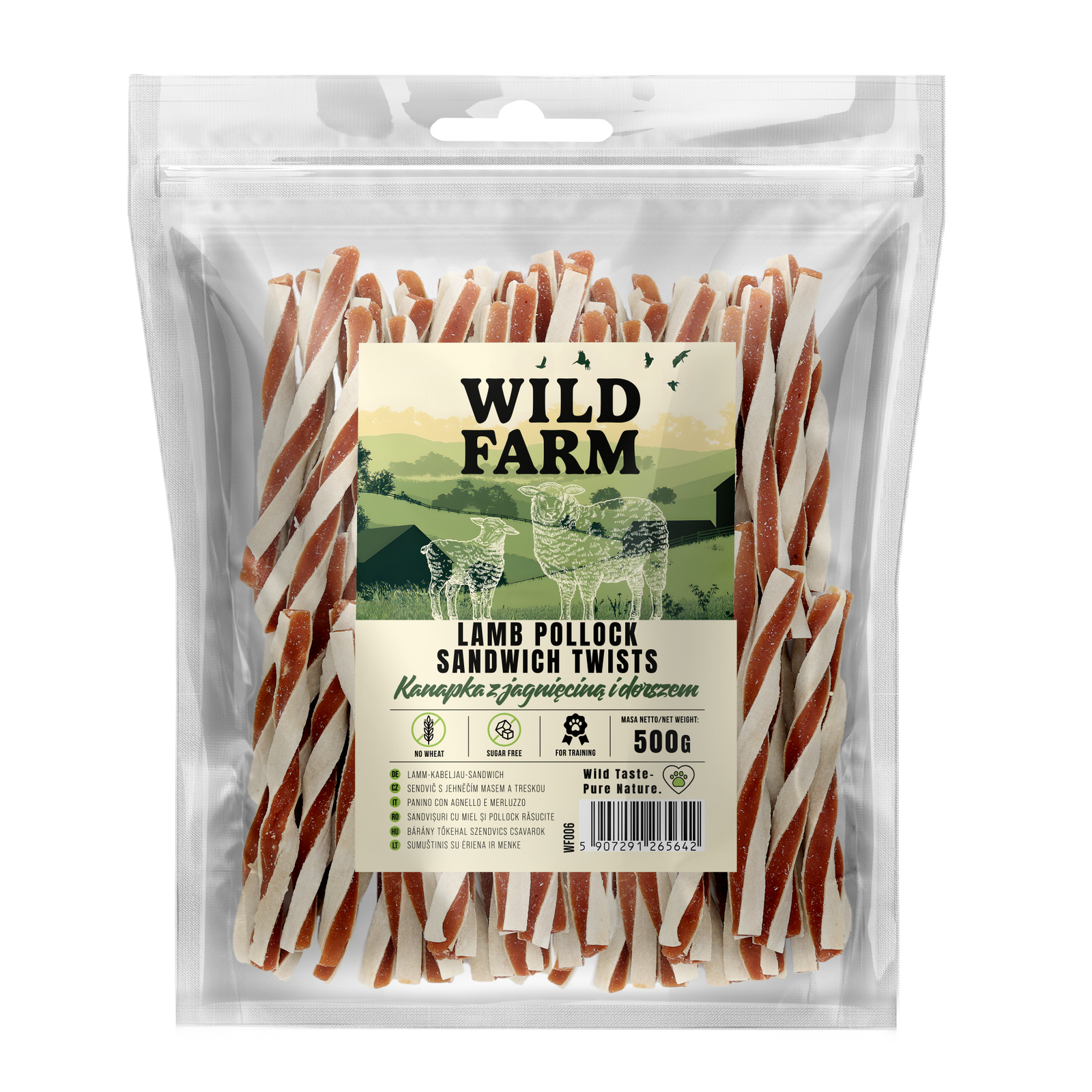WILD FARM Kanapka Z Jagnięciną I Dorszem Przysmak Dla Psa 500G