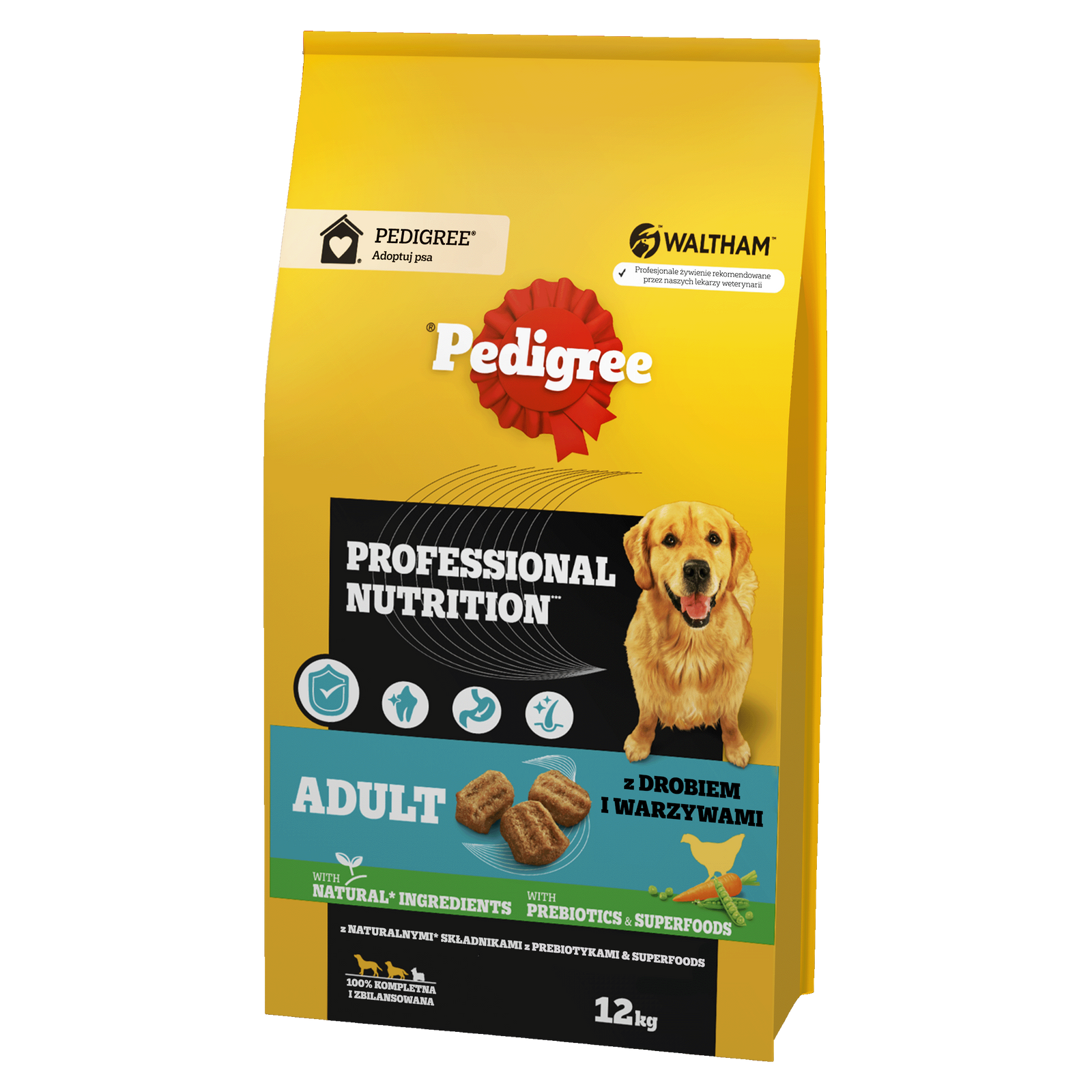 Pedigree Adult Professional Nutrition Drób Warzywa 12kg