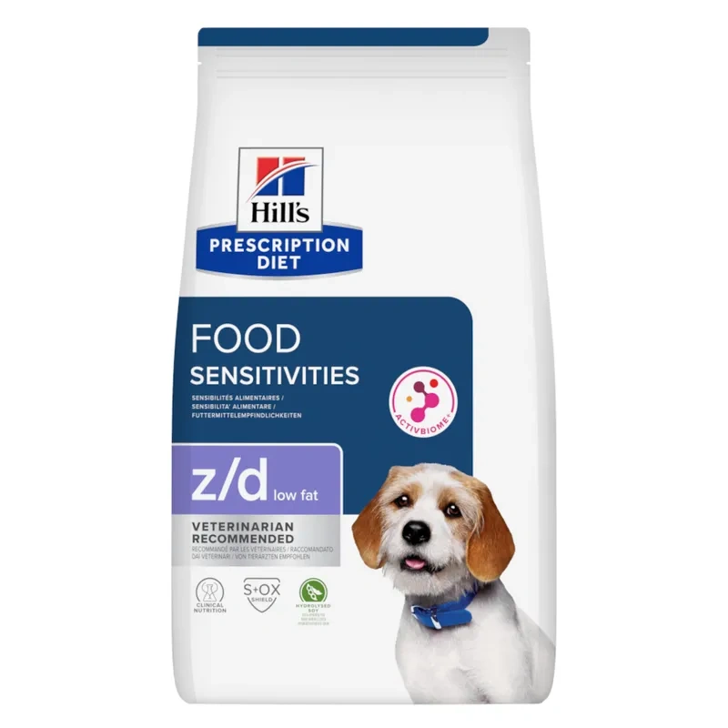 Hill's Prescription Diet z/d Food Sensitivities Low Fat — karma o obniżonej zawartości tłuszczu dla psów z nadwrażliwościami pokarmowymi, 3 kg