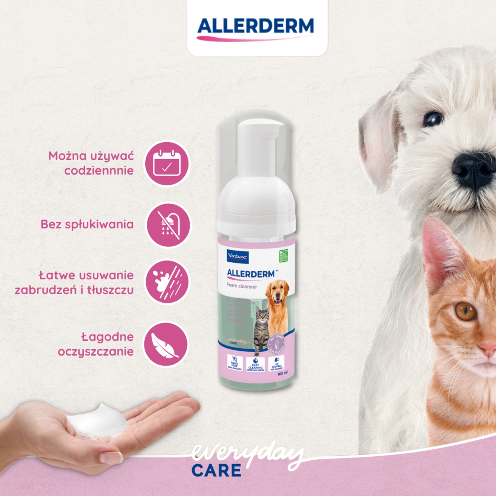 Virbac Allerderm Pianka Oczyszczająca Dla Psa I Kota 100ml