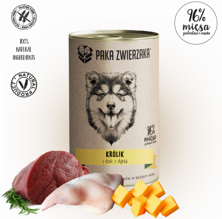 Paka Zwierzaka Królik I Dzik Z Dynią 400g