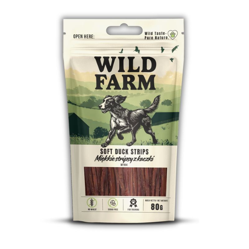 WILD FARM Miękkie stripsy z kaczki 80g przysmak dla psa