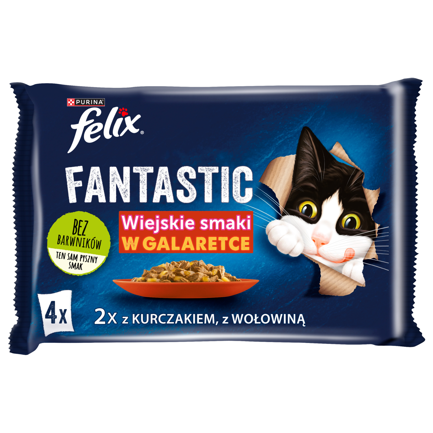 Felix Wiejskie Smaki W Galaretce Z Wołowina I Kurczakiem 4x85g