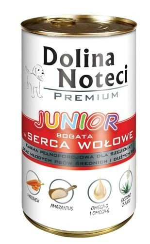 Dolina Noteci Premium Junior Bogata W Serca Wołowe 400g