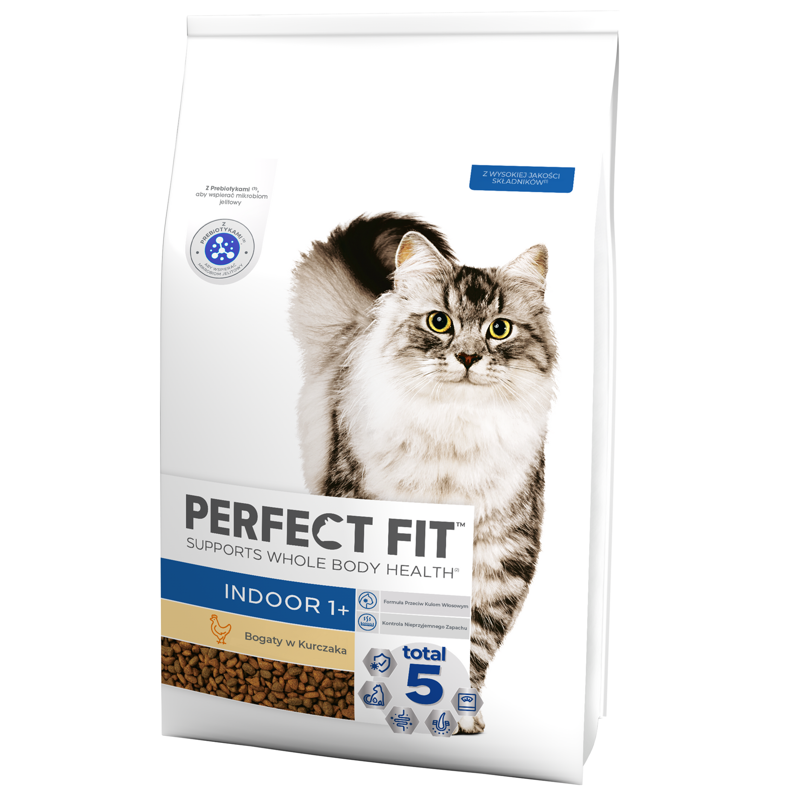 Perfect Fit™ - sucha karma pełnoporcjowa dla dorosłych kotów niewychodzących, bogata w kurczaka 7kg
