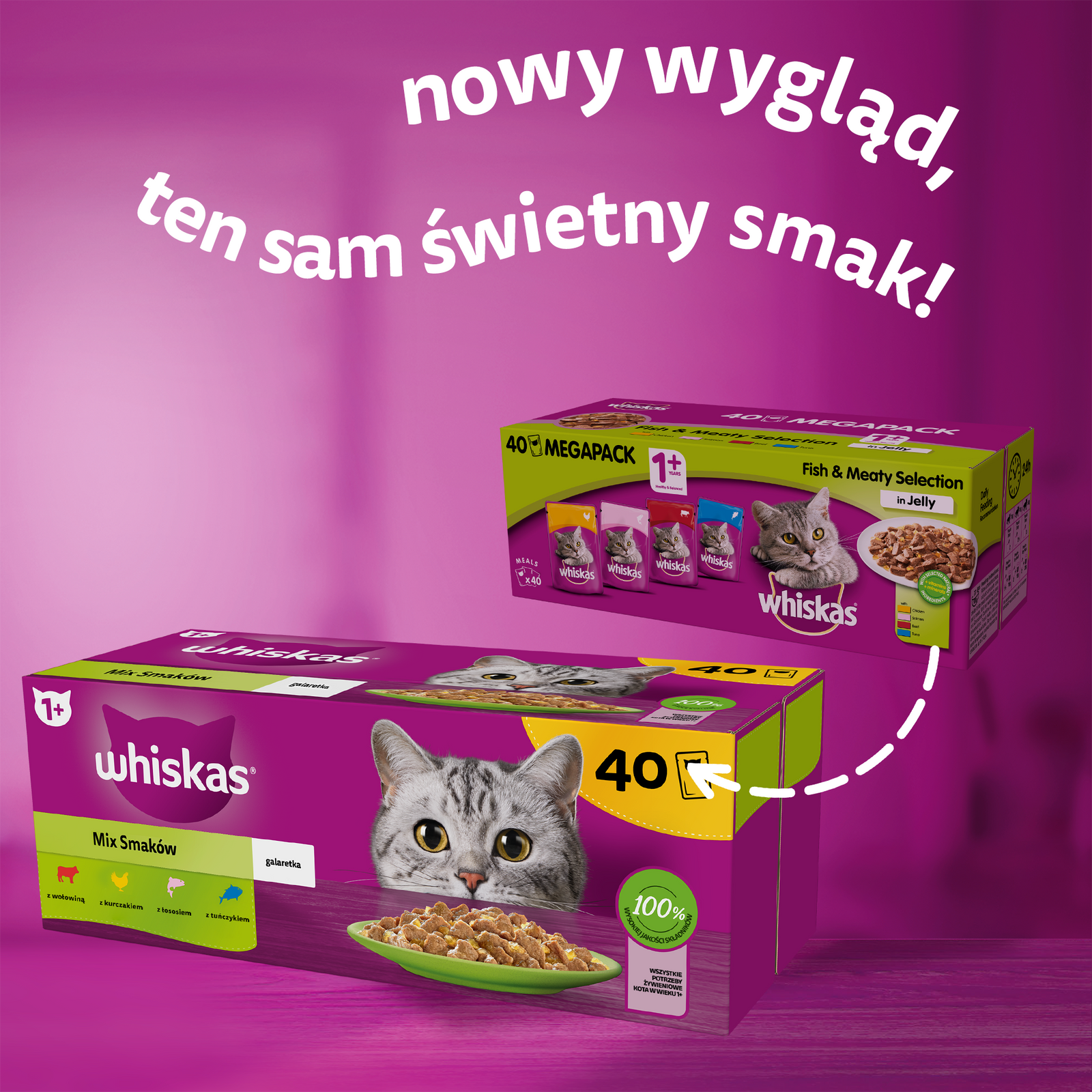 Whiskas Adult Saszetki 40 x 85g Mix Smaków - Mokra Karma Dla Kota