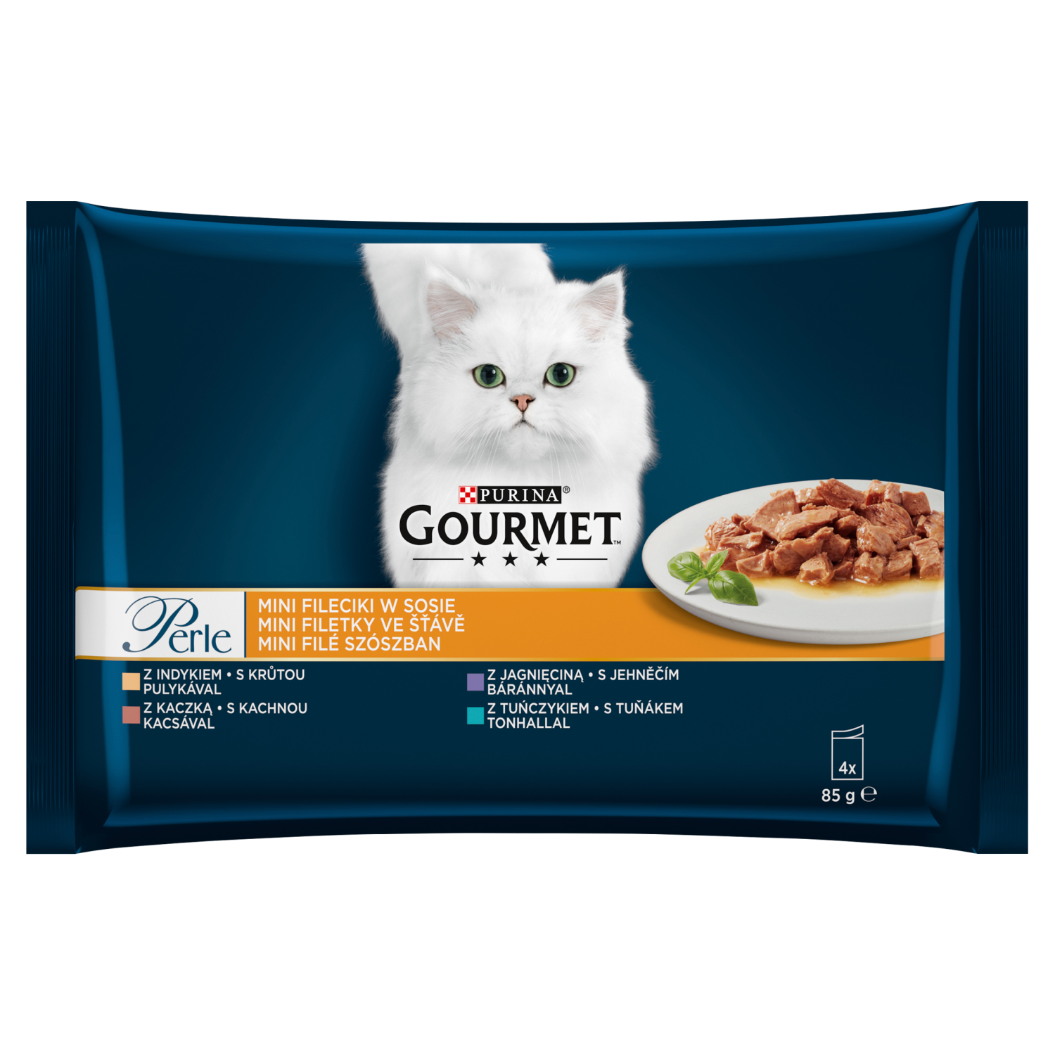 GOURMET Perle karma dla dorosłych kotów Mini Fileciki w sosie 4x85g