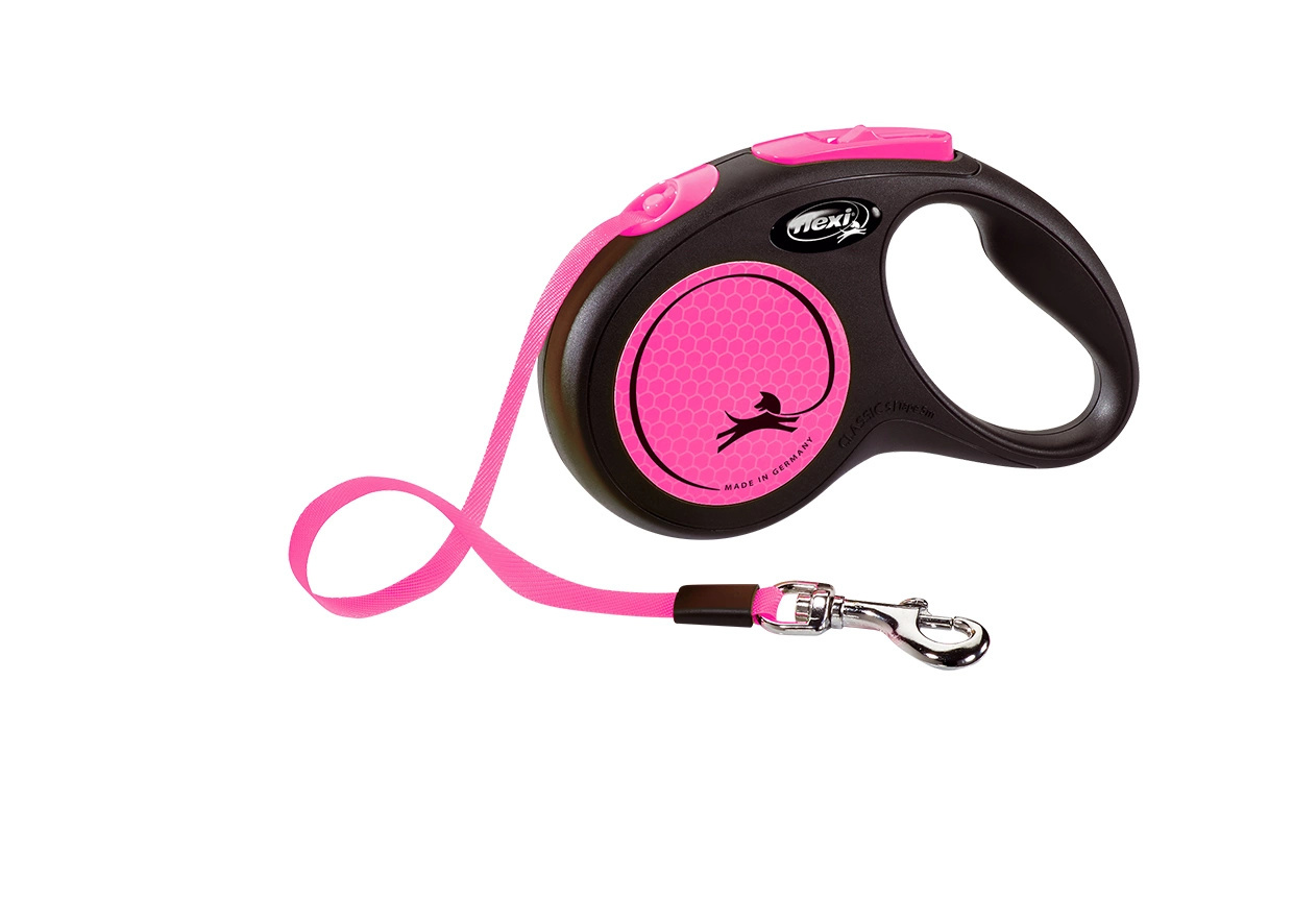 Flexi Smycz Classic M Taśma 5m Do 25kg Neon Pink