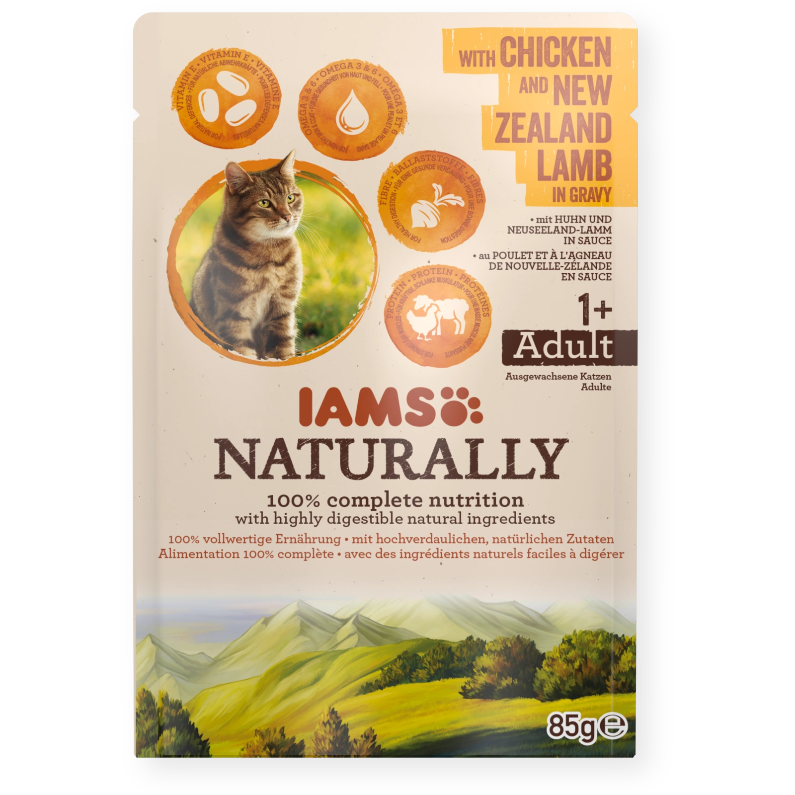 IAMS Naturally Z Kurczakiem I Jagnięciną Nowozelandzką W Sosie 85g
