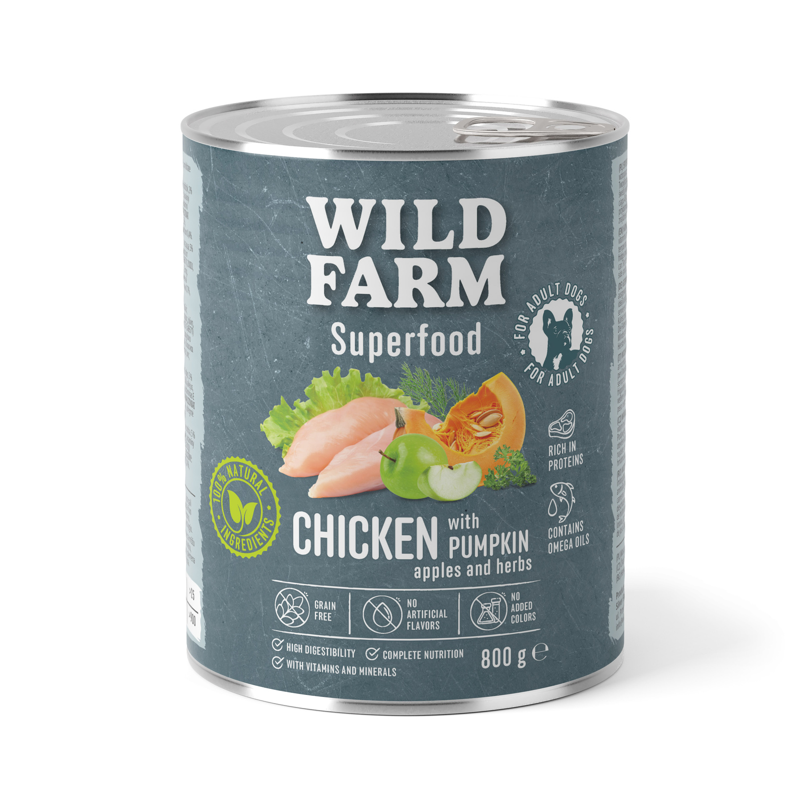 Wild Farm Superfood Kurczak – mokra karma z dynią i jabłkiem 800g