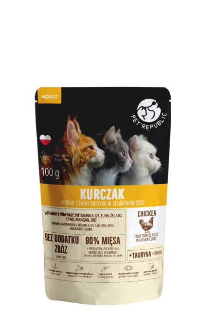 PetRepublic drobno siekane kawałki w delikatnym sosie kurczak 100g dla kota