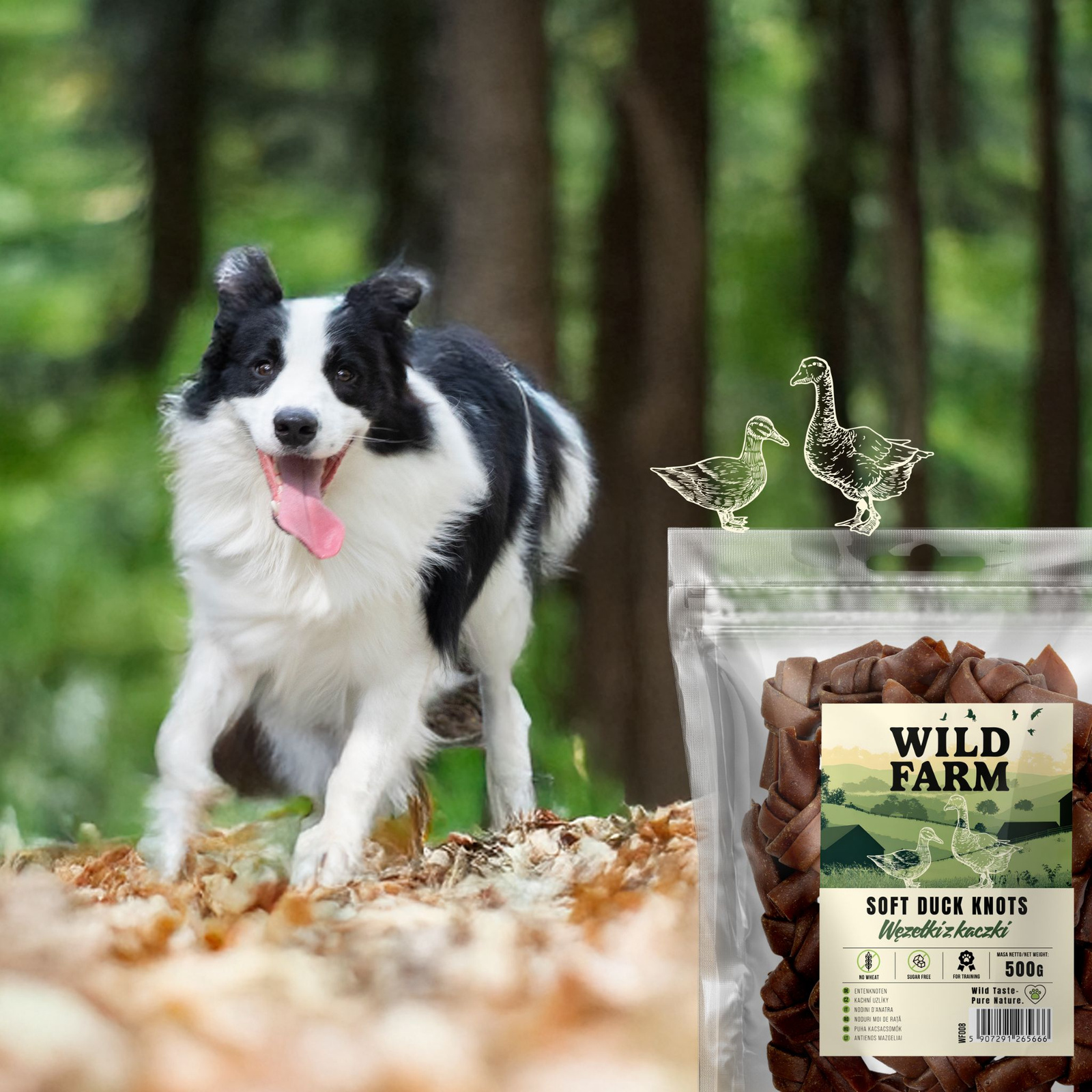 WILD FARM Węzełki Z Kaczki Przysmak Dla Psa 500G