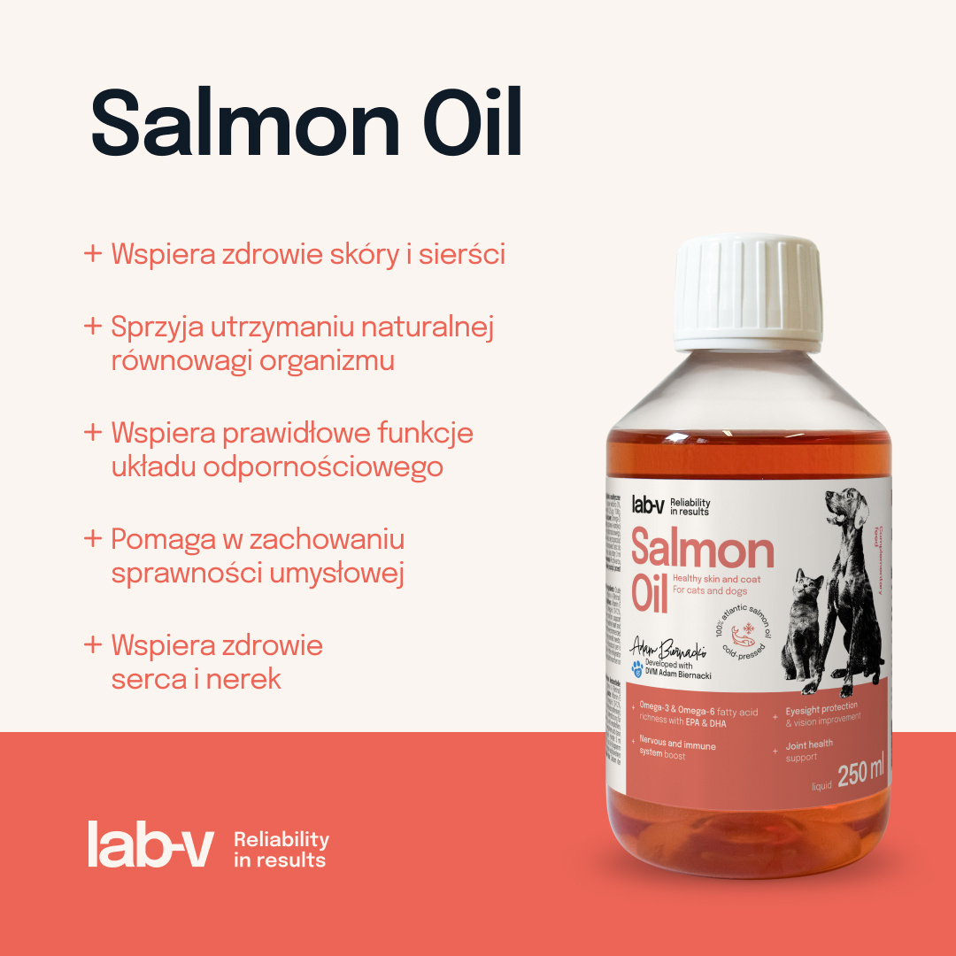 Lab-V Olej Z Łososia 100% Dla Psa I Kota W Każdym Wieku 250ml