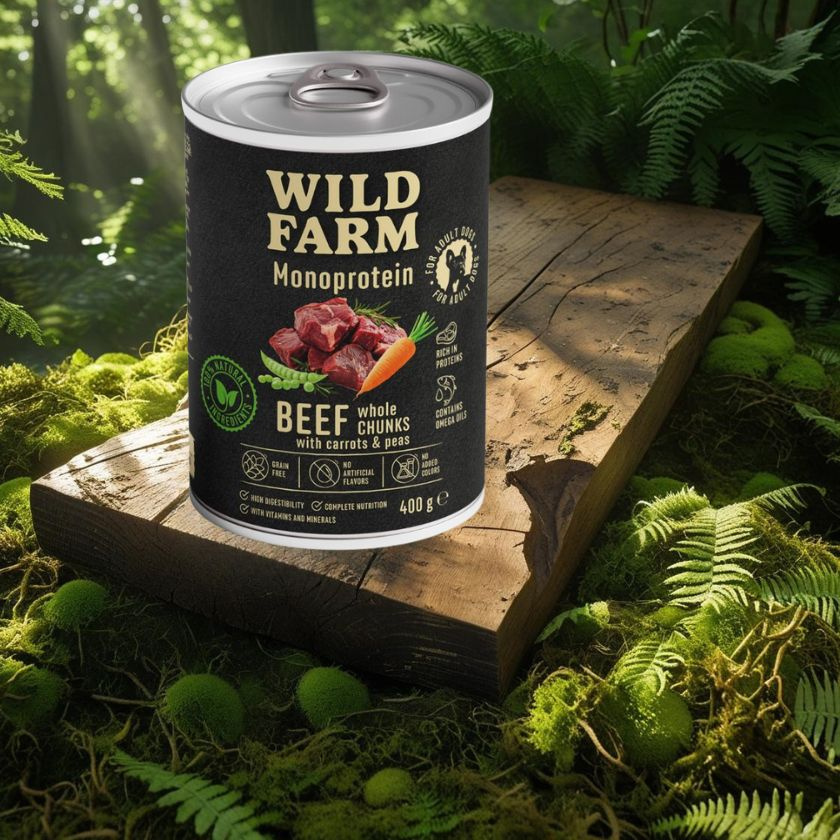 WILD FARM Monoprotein Beef 400g – hipoalergiczna karma dla psa