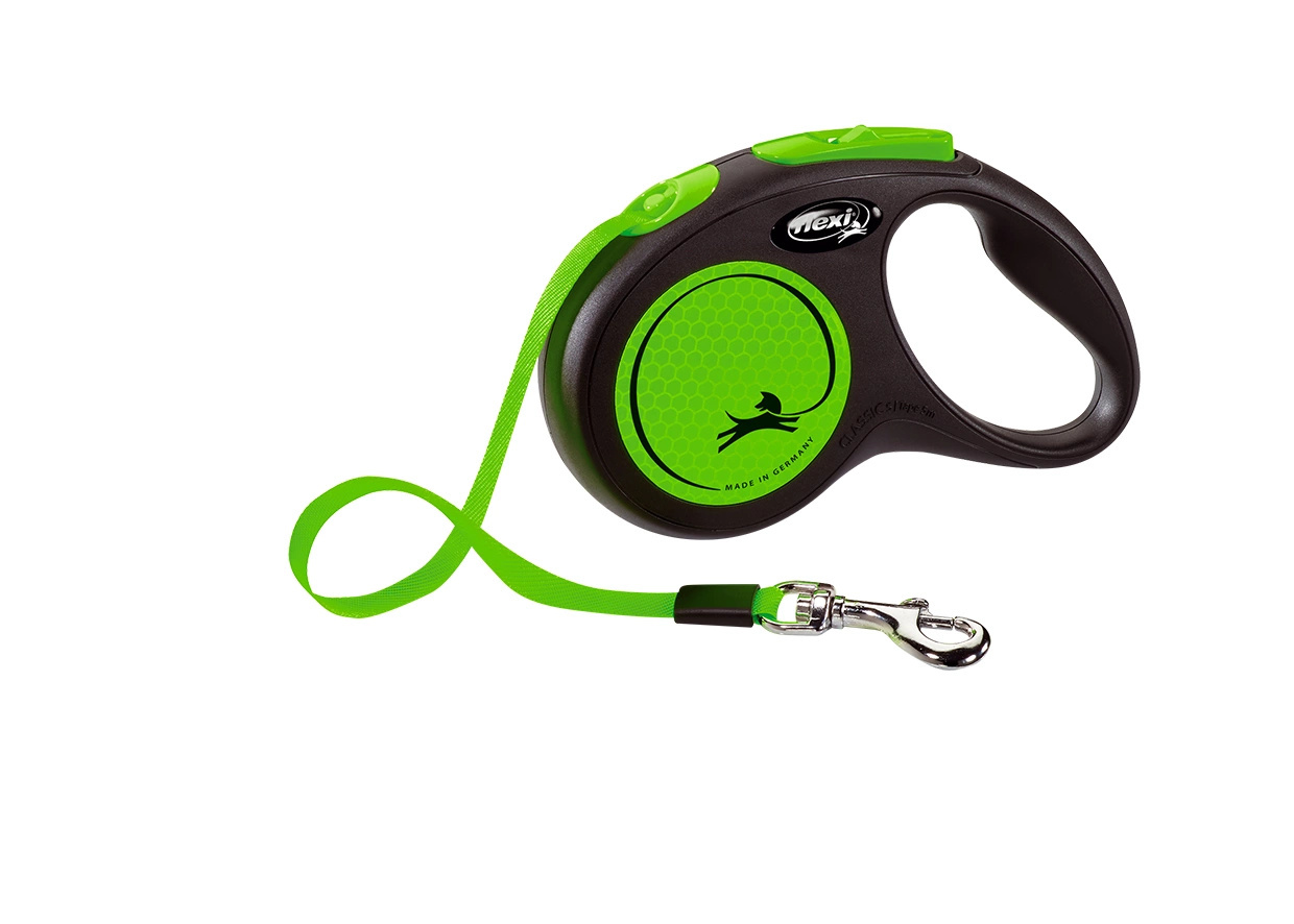 Flexi Smycz New Classic M Taśma 5m Do 25kg Green Neon