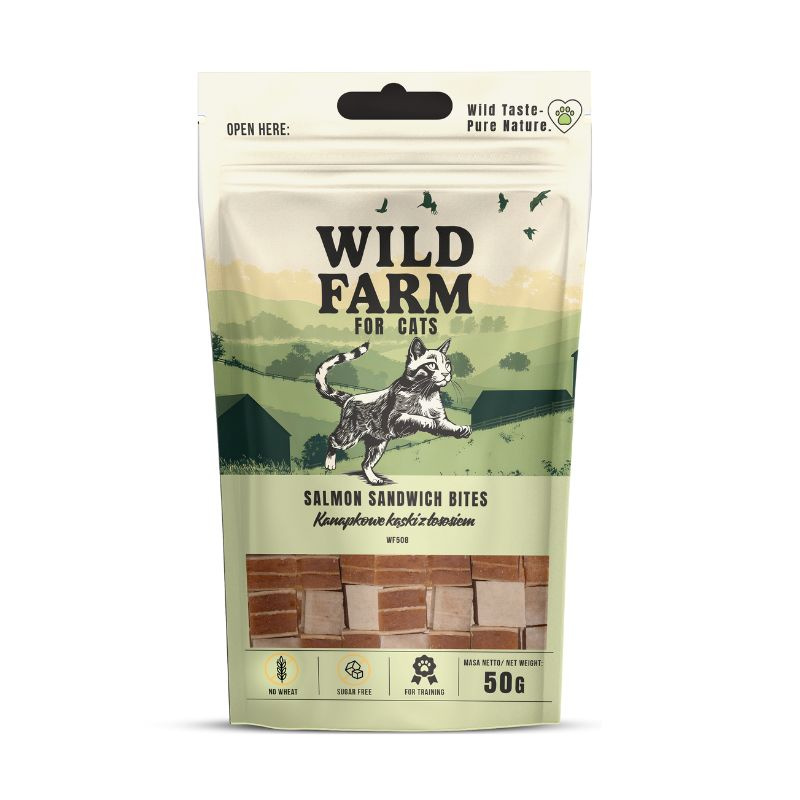 WILD FARM Kanapkowe Kąski Przysmak Dla Kota Z Łososiem 50g