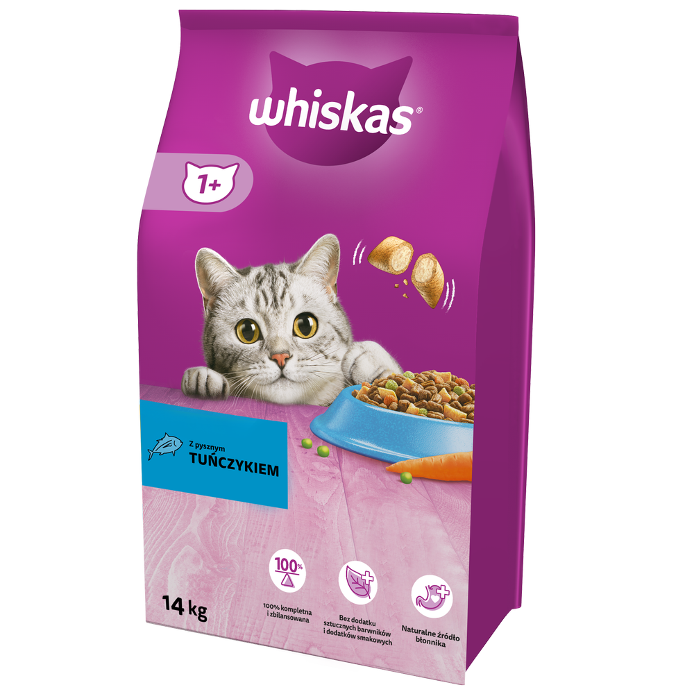 WHISKAS Karma Sucha Dla Kota 1+ Z Tuńczykiem 14kg