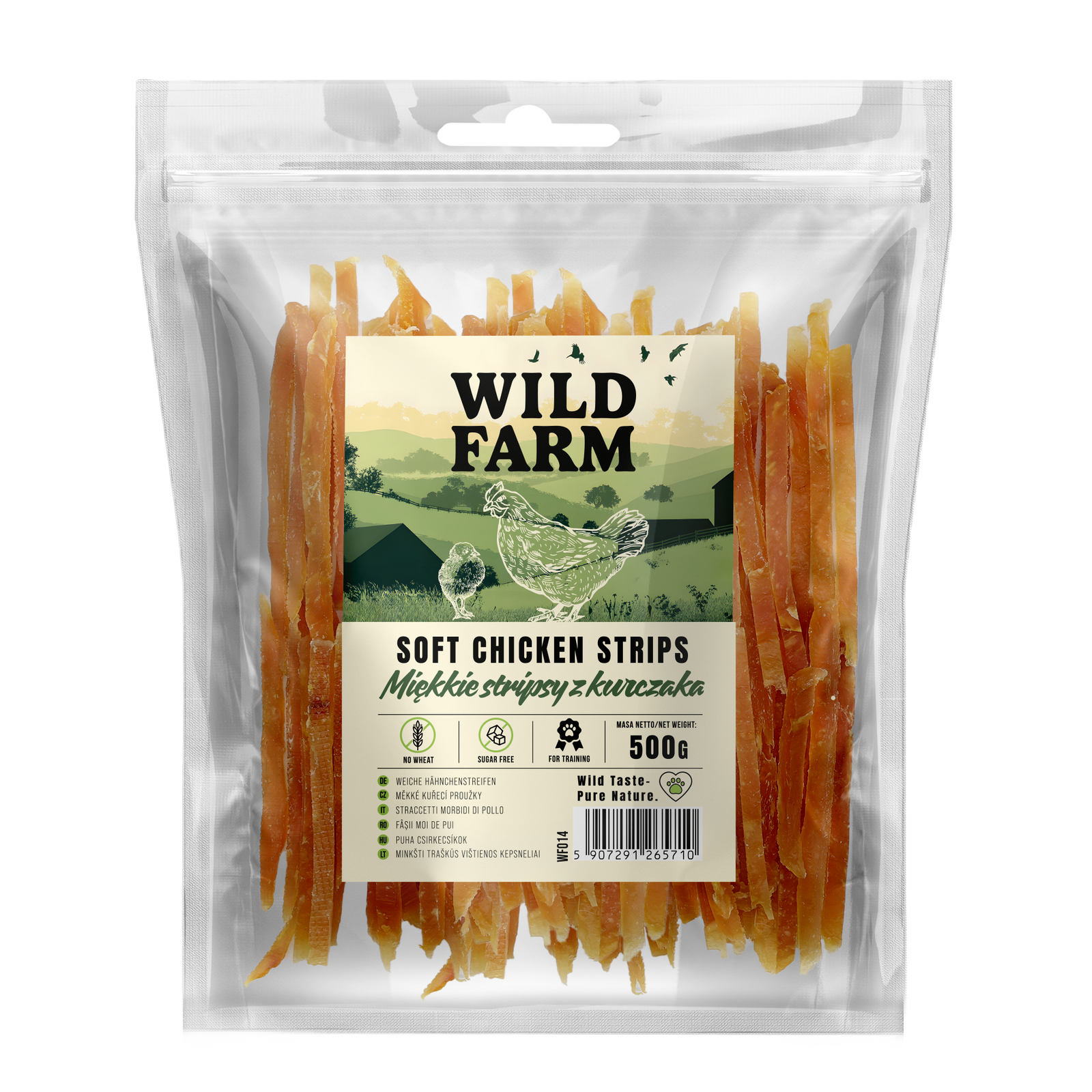 WILD FARM Miękkie Stripsy Z Kurczaka Przysmak Dla Psa 500G