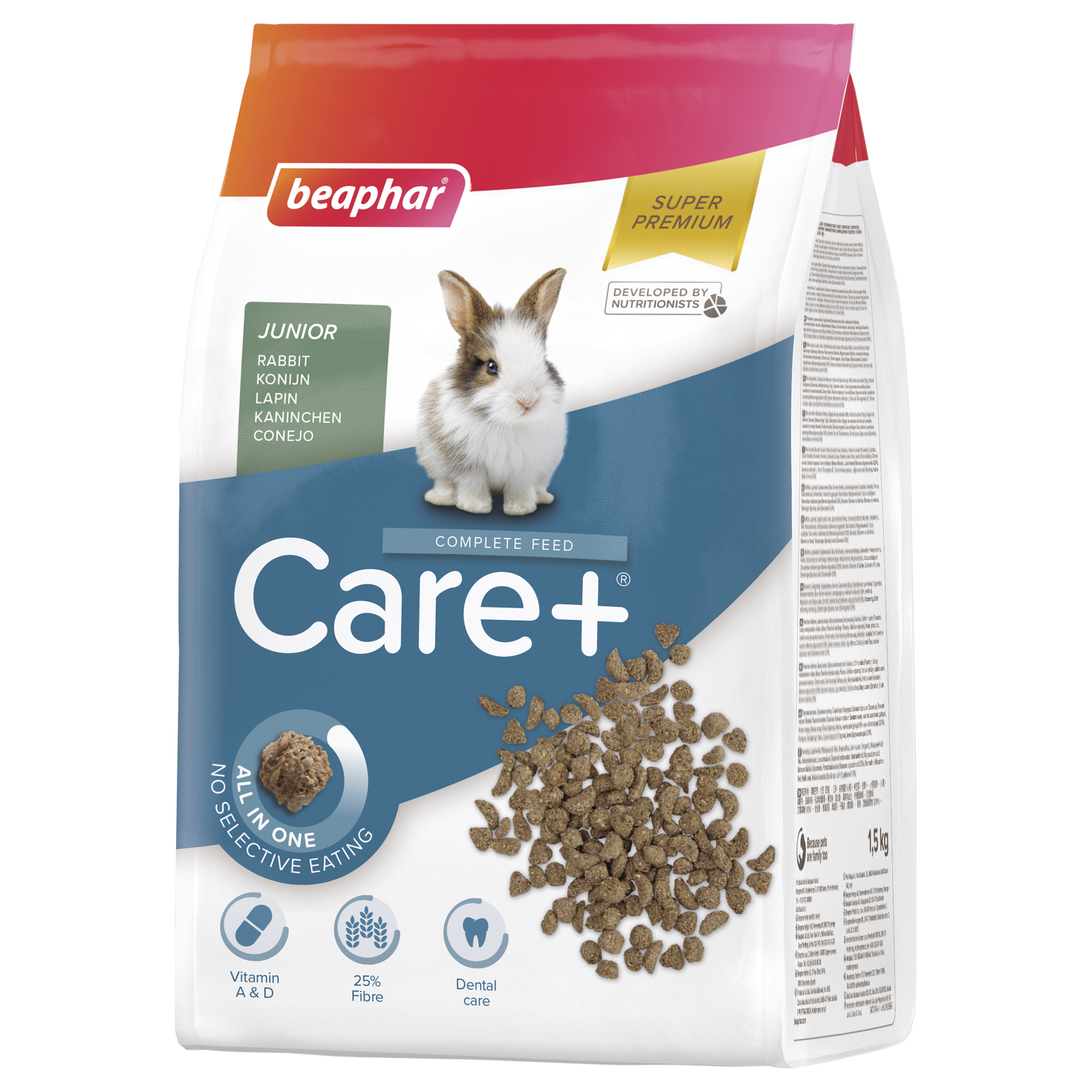 BEAPHAR Care+ Rabbit Junior Karma Super Premium Dla Młodych Królików 1,5kg